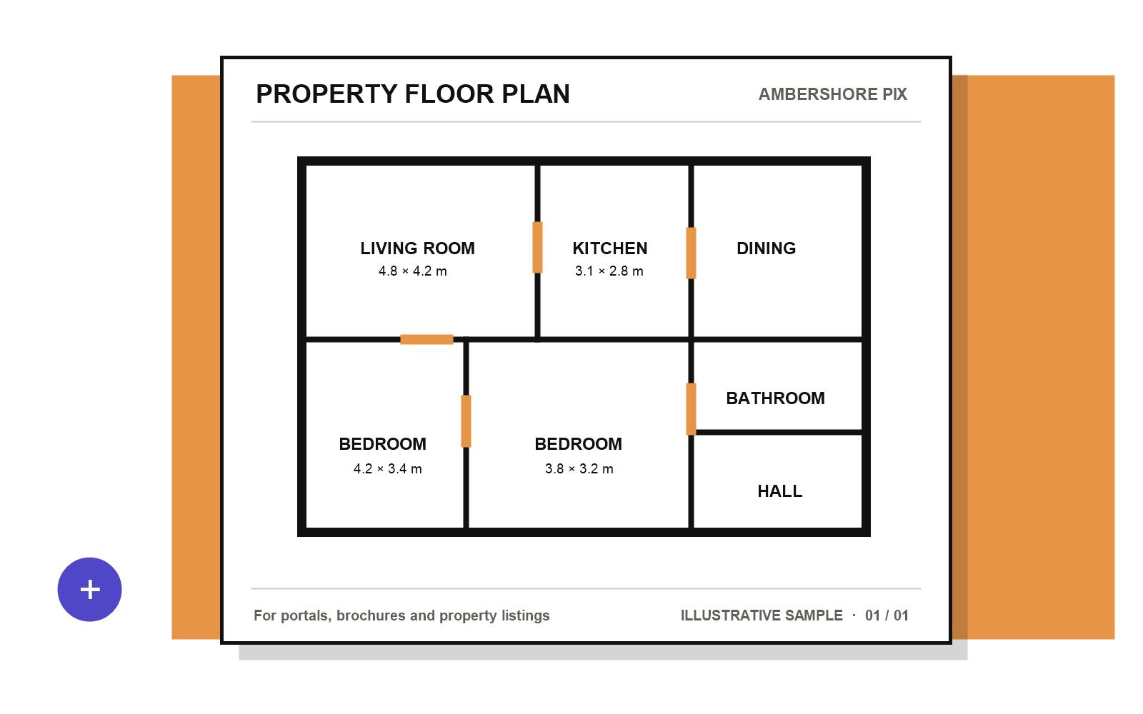 Illustrative property floor plan showing room layout and dimensions for a residential property listing